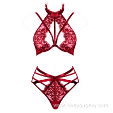 Hot Selling Sexy Red Lingerie Bra Panty Set